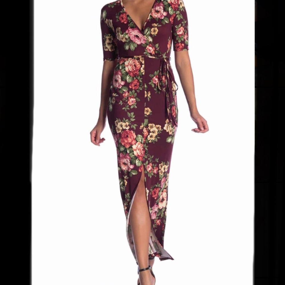 Stiletto Floral Vented Maxi Dress